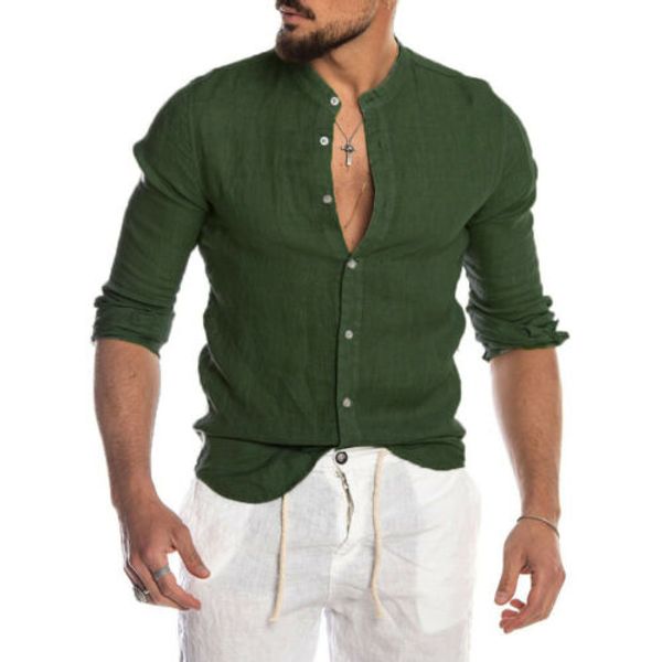 

2020 boho vintage brand men cotton linen casual blouse shirt v-neck button down slim fitness long sleeve male casual shirts, White;black