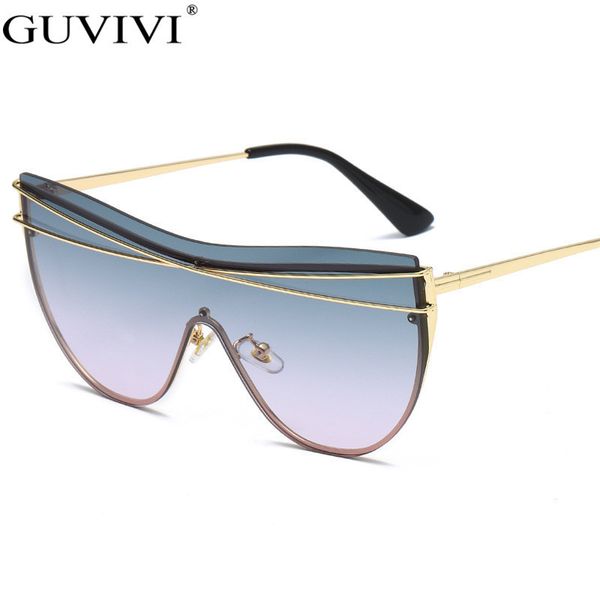 

2020 sunglasses women rimless oversized cat eye sunglasses men gradient fashion stempunk sunglasses goggle eyewear uv400 ch01, Blue