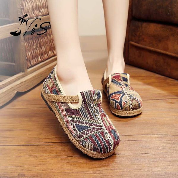 

nis women fashion summer autumn shoes manual weave embroidery bohemia style footwear sandals casual beach ladies slippers, Black