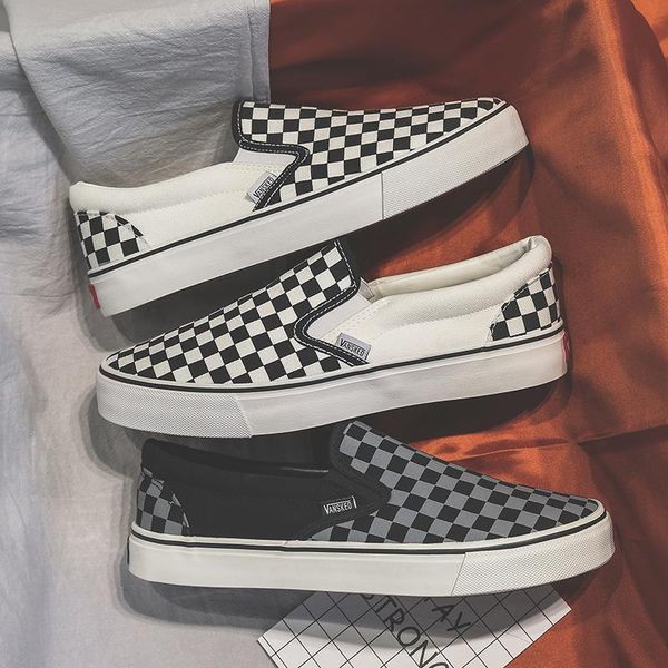 

men women authentic slip on shoes classic outdoor street style low checkerboard black white skateboarding shoes