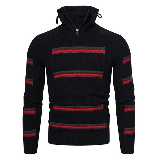 

men's sweaters men turtleneck cotton pullover autumn winter warm thick patchwork fashion long sleeve clothes knitted casual hombre swea, White;black