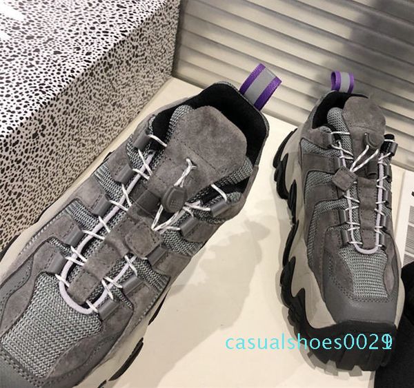 

12019 new fashion designer brand casual shoes mens and womens old dad shoes leather lace-up platform sneakers size 36-45 c21, Black