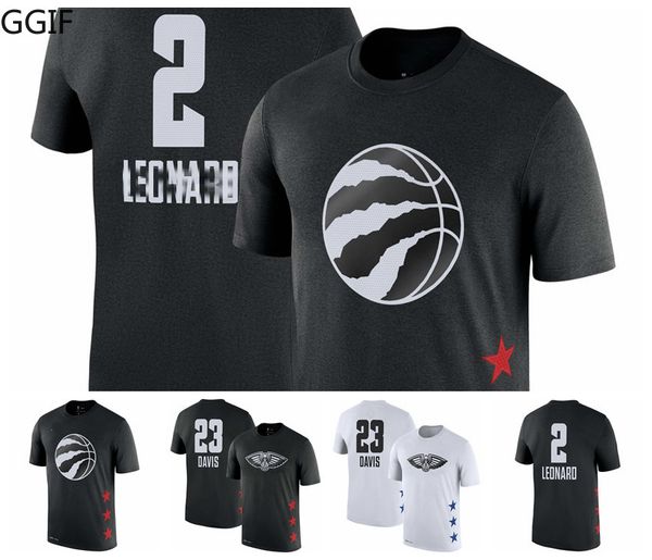 

anthony 23 davis new orleans pelicans men kawhi leonard toronto raptors men 2019 all-star game basketball t-shirt, Black;red