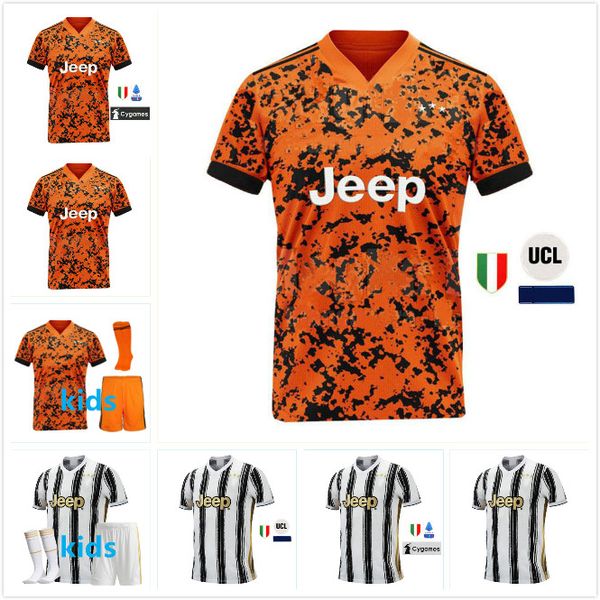 

дети kit 20 21 juventus футбол джерси kit 2020 2021 de ligt dybala игуаин манджукич буффон ronaldo футбол рубашки мундир, Black;yellow