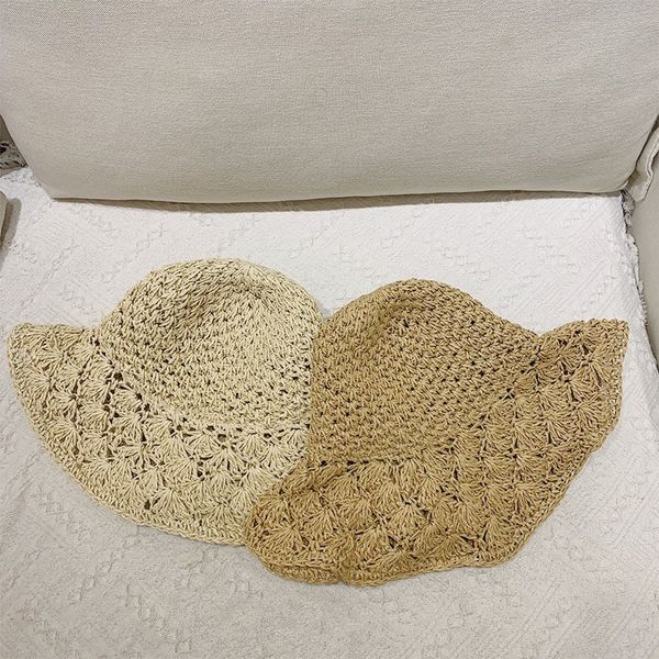 

hand-woven crochet fisherman sun straw fisherman sunshade hat folding sun beach hat for travel, Blue;gray