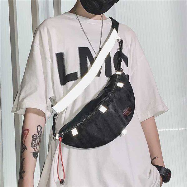 

грудь сумка мужской моды марк ins hot светоотражающих хип-хоп личность мешок мужчины плечо японские инструментальное