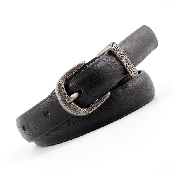 

new belts for women luxury designer brand hup women black leather western cowgirl waist belt metal buckle waistband, Black;brown