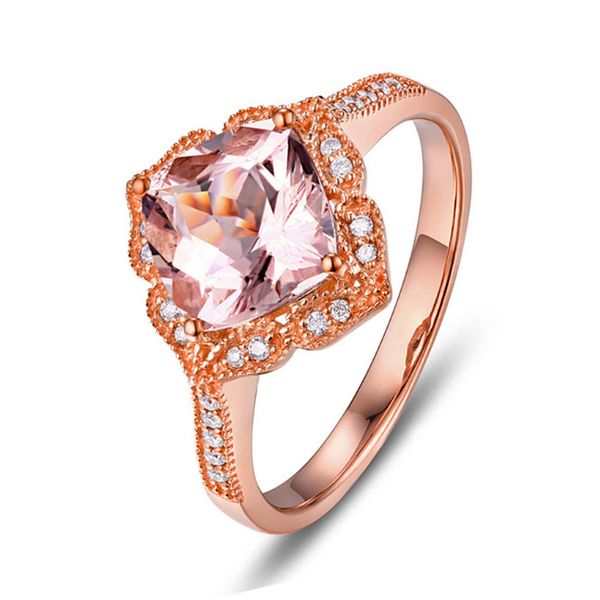 

10 шт роуз позолоченные нерегулярной формы morganite кристалл палец кольцо с rhinestone для подарка ювелирных изделий, Silver