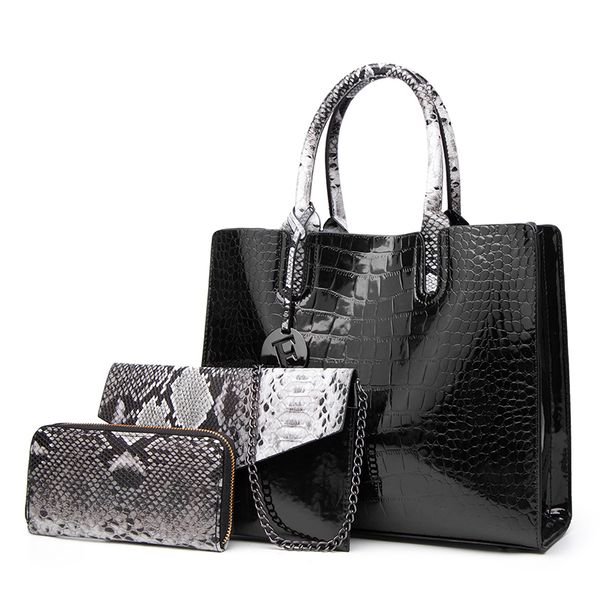 

ceossman female messenger bags snakeskin vintage handbag 3pcs/set women bags crocodile pattern 2020 handbag pu composite