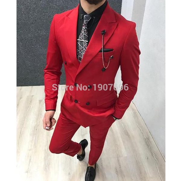 

men's suits & blazers red double breasted man for prom party stage 2021 2 piece custom slim fit fashion suit jacket pants wedding tuxed, White;black