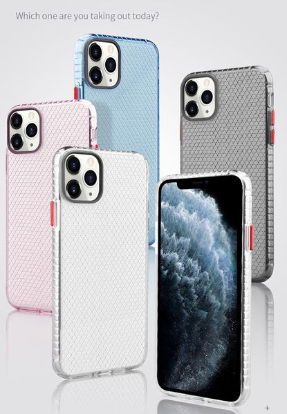 

transparent honeycomb space anti-fall clear soft tpu 2.0mm shockproof case for iphone 11 pro max xr xs x 8 7 6 plus samsung note 10 10+