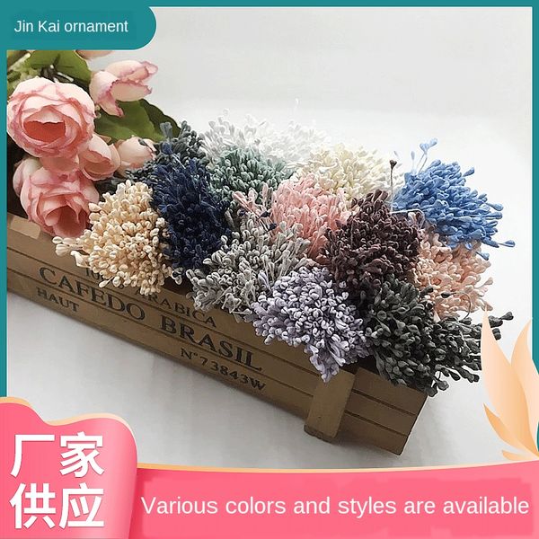 

pkum6 diy malt flat head flower heart hair diy floral headdress floral headdress accessories matte simulation stamen burnt flowers and wind, Silver