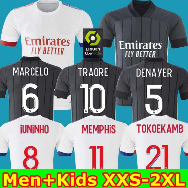 

топ 20 21 майо-де-футового джерси olympique lyonnais лион футбол 2020 2021 майо де лион футбол рубашка траор мемфис ol лион мужчины детей, Black;yellow