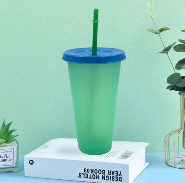 

hight quality new color changing cup japan south korea simple customized straw cup temperature sensing plastic color changing cup 5 colors