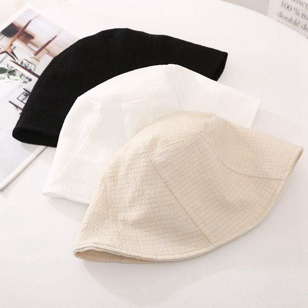 

bucket hat women panama solid japanese streetwear folding sunscreen vintage flat hat, Blue;gray