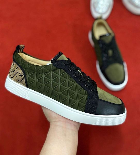 

popular green leather rantulow casual shoes famous red bottom sneakers brand-new red sole famous party wedding dress walking shoes, Black