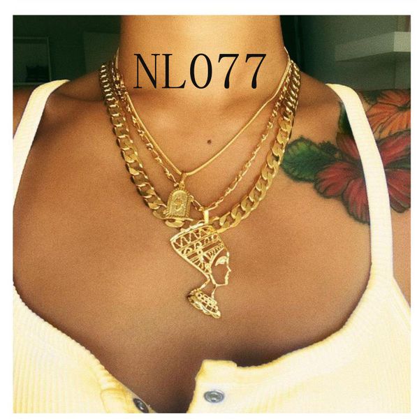 

s1565 fashion jewelry multi-layer necklace metallic egyptian pharaoh yan pendant chain necklace, Silver