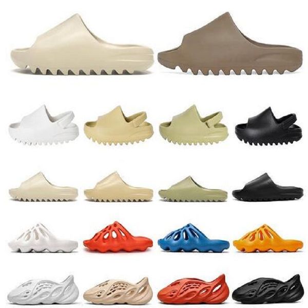 

new foam runner sandal slipper triple black white bone resin desert sand kanye west men women shoe slides sandals shoes us 5-11