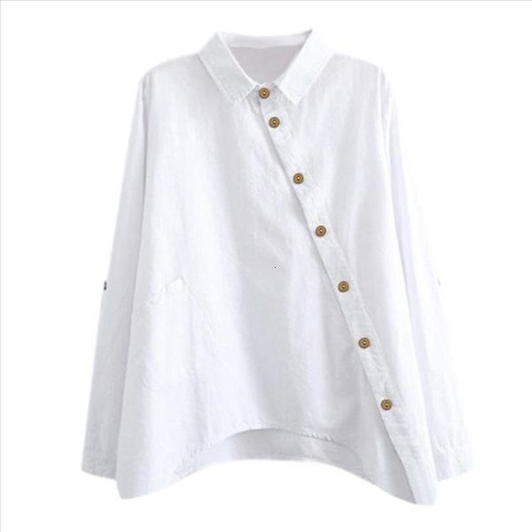 

womens casual fashion solid color long sleeved shirt novelty oblique row button office clothing basic shirt chemise, White