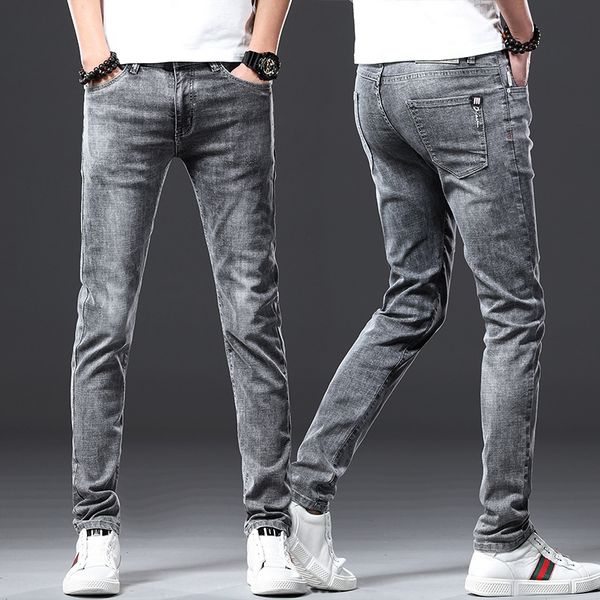 

men's jeans stretch korean slim fit all-match trendy brand youth skinny tight jeans tight pantspants slimming pants, Blue