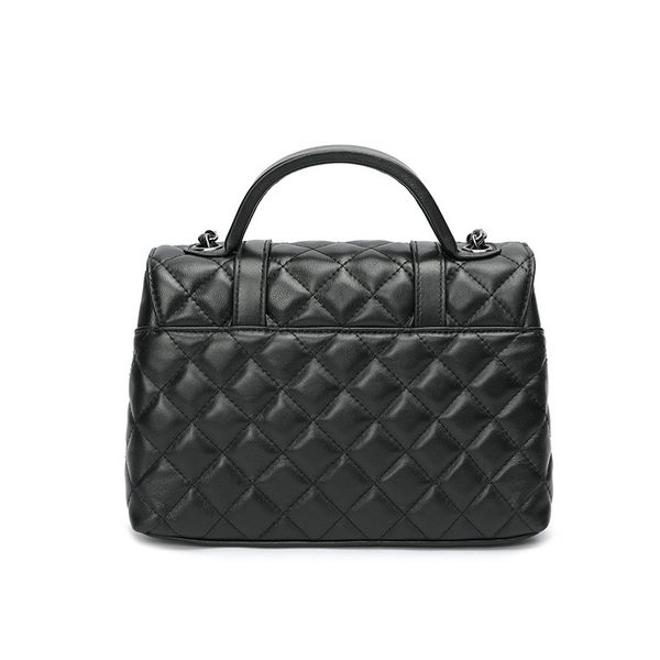 

women new diamond lattice leather large capacity handbag retro cross-body shell bag new vision small flap pocket bag pur color ing