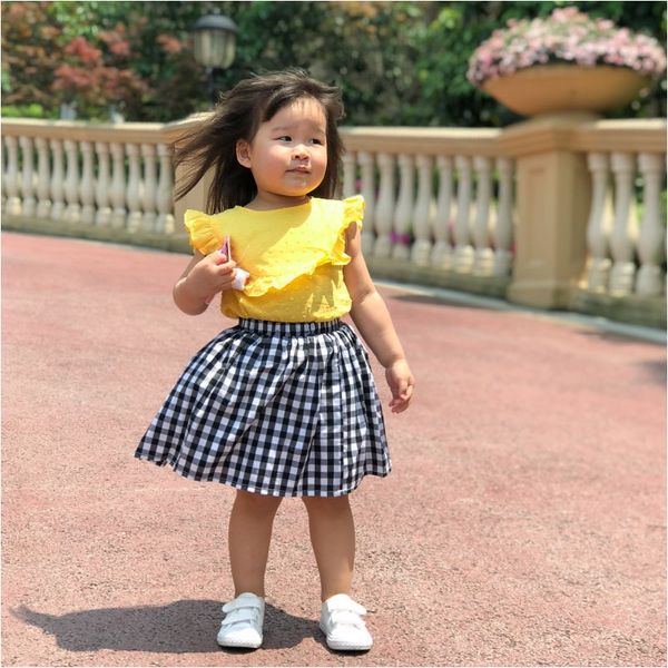 

tk18656ot children's clothing sakura yellow fungus lace casual elegant lace dress all-match small shirt small dress, White;black