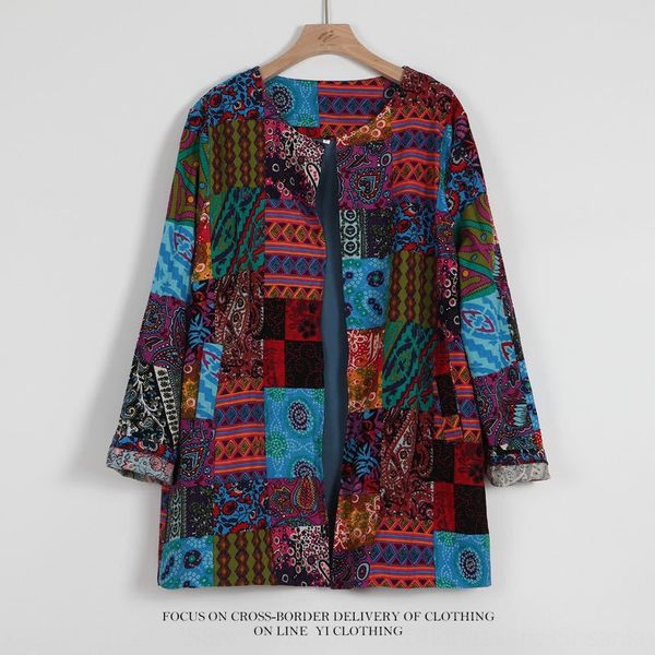 

2020 spring and national coat autumn new cotton and linen ethnic style new women's all-match coat, Black;brown