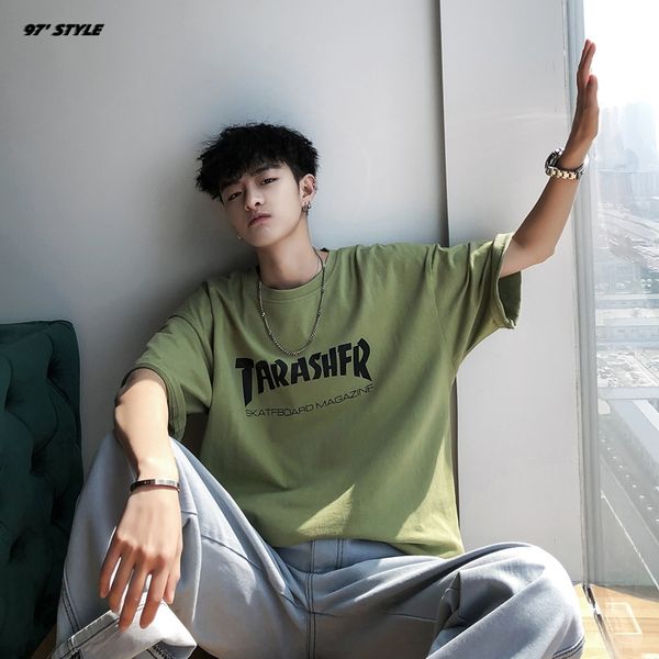 

iktok же модули типа авокадо зеленый с коротким рукавом женская рубашка t- shirtkorean стиль модный свободный вскользь базовый рубашку прямо, White