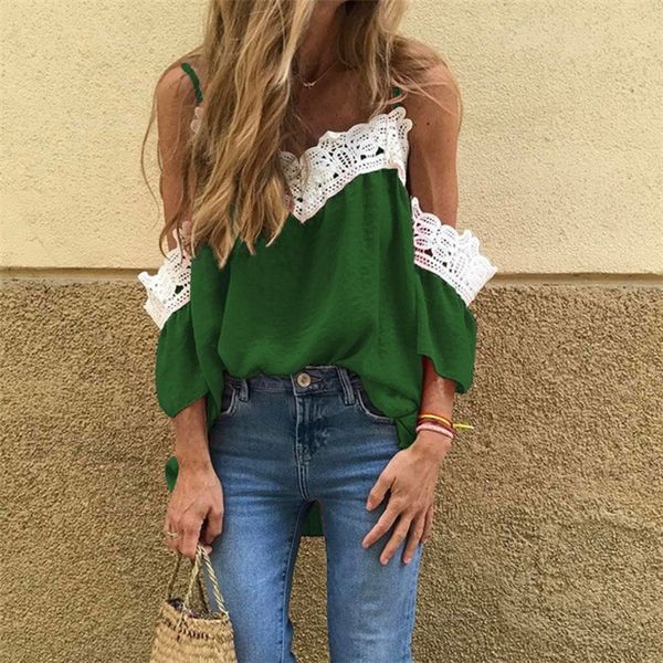 

2020 women's sling strap v-neck half sleeve shirt 2020 women's sling strap v-neck lace lace half sleeve shirt, Camo