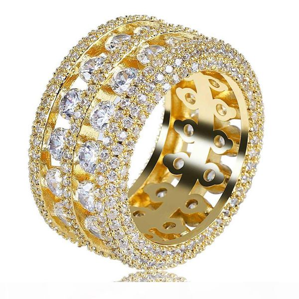 

promotion sell mens ring vintage hip hop jewelry zircon iced out copper rings luxury gold silver plated for lover fashion jewelry