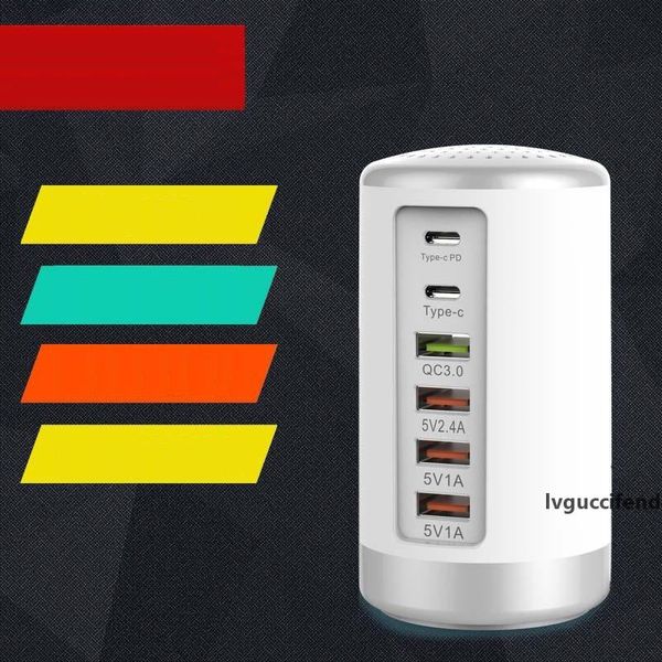 

6ports pd multi usb home travel charger power adapter us plug for samsung iphone hub splitter adapter