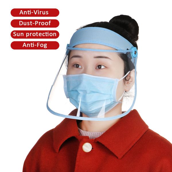 

us warehouse adjustable film hair band protective face mask sun hats anti droplet anti-dust reusable full face shield masks cover