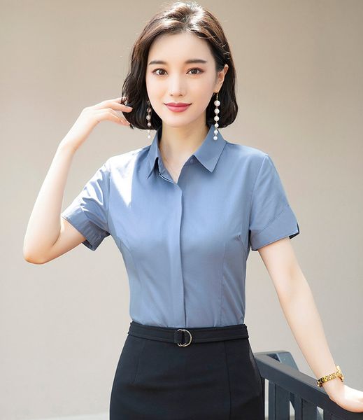 

2020 new summer short-sleeved white shirt ladies korean temperament professional work clothes slim short-sleeved shirt