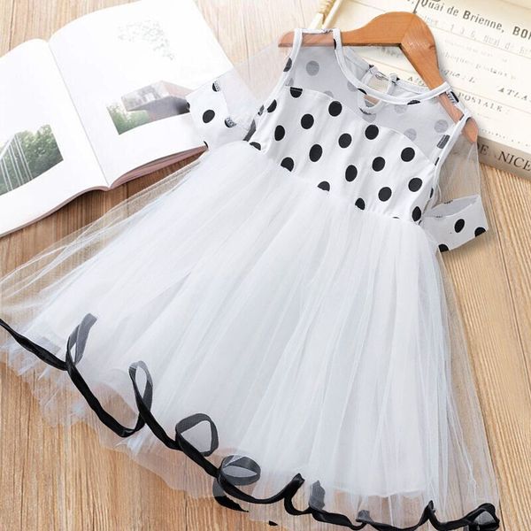 

summer polka-dot girls clothes 2020 new lace kids dresses for girls children' party princess dress toddler casual clothing, Red;yellow