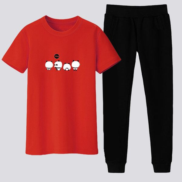 

summer tracksuit women two piece set cartoon print short sleeve t shirt and pants jogger suit female student girl sportswear, Gray