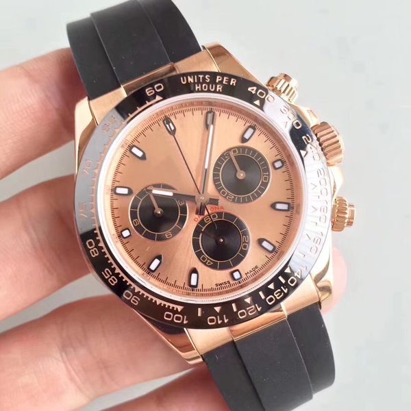 

u1 factory 40mm gorgeous sapphire rose gold dial mens watches automatic mechanical watch ceramic bezel wristwatches with working subdials, Slivery;brown