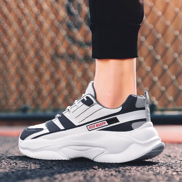 

new autumn men's sneakers breathable leather sport running shoes outdoor fitness mix color non-slip hard-wearing lace-up shoes