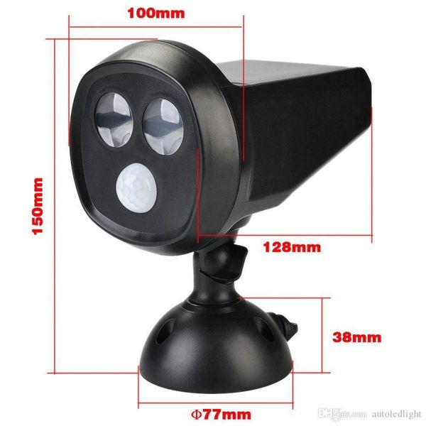 

2 led solar sensitive motion sensor light ultra bright spotlight with solar panel for path porch garden path wall light