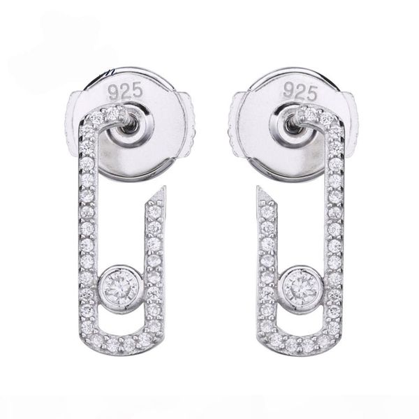 

punk rock silver pure crystal cz move zircon jewelry fashion sterling 925 silver jewelry pave drop earring new designer earrings for women, White