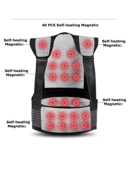 

back support tourmaline self-heating magnetic therapy belt waist kneepad shoulders sweater vest waistcoat warm pain treatment, Black;blue