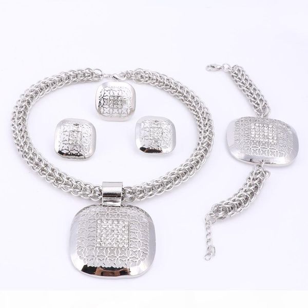 

dubai silver plated fine african beads jewelry sets nigerian wedding accessories bridal collar costume designers necklace set, Slivery;golden
