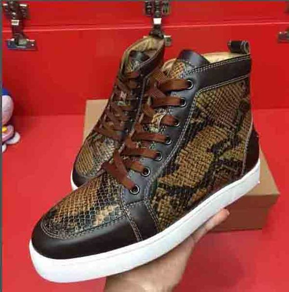 

brown python leather red bottom shoes,luxey red bottom high boot red soles rantus orlato trainers lace-up skateboard free, Black