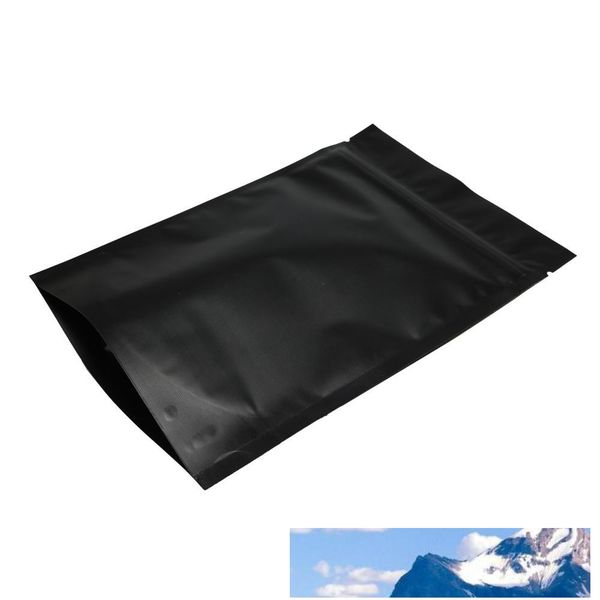 

100pcs heat seal zip lock package bags aluminum foil mylar tear notch matte black stand up bag wholesale
