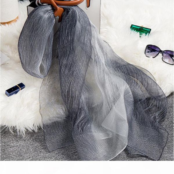 

new silk wool scarf shawl ladies high-grade scarves lady fashion long color gradient wrap women's shawl, Blue;gray