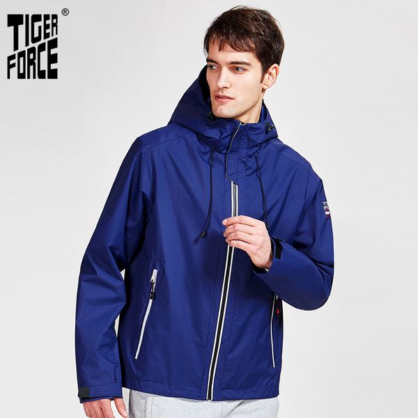 

tiger force 2020 new arrival men spring autumn jacket warm streetwear sport solid color outwear hood clothes 50613, Black