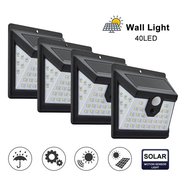 

solar outdoor lighting 40 led solar lamp pir motion sensor wall light ip65 waterproof solar powered sunlight for garden decoration