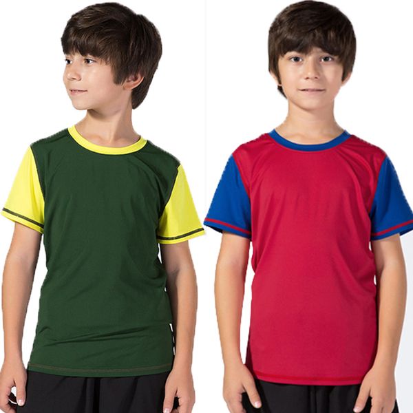 

boys tshirts 2020 children's t-shirt for boys t shirt sports quick dry child football training clothes 5-13 yrs summer baby, Black;blue