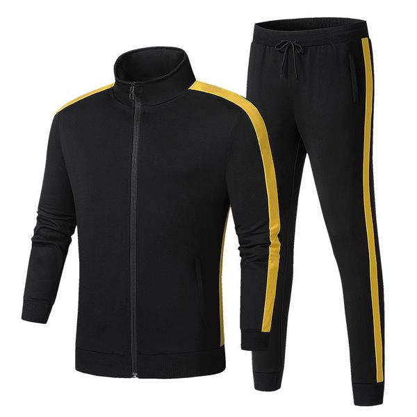 

2020 running sets men sportswear tracksuit zip up jacket long sleeve sweatshirt loose pant running jogger casual set sport suit, Black;blue
