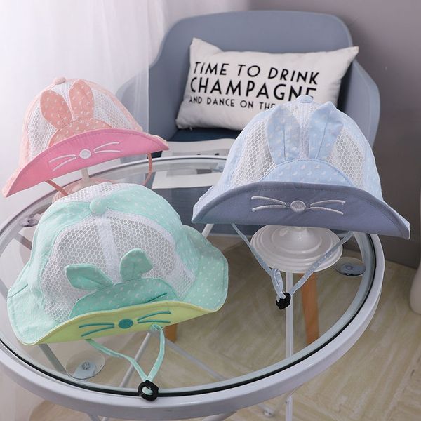 

cat net fisherman cap baby cap embroidered infant wide brim baby sun hat summer sun protection fisherman hat mz9274, Yellow