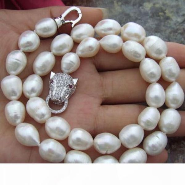 

11-13mm natural white baroque pearl necklace 18inch for women's gift, Silver